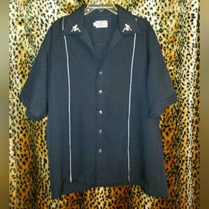 VINTAGE CHOCHIE MUDFLAP GIRL METALLIC &  BLACK BUTTON DOWN SHIRT XL ROCKABILLY